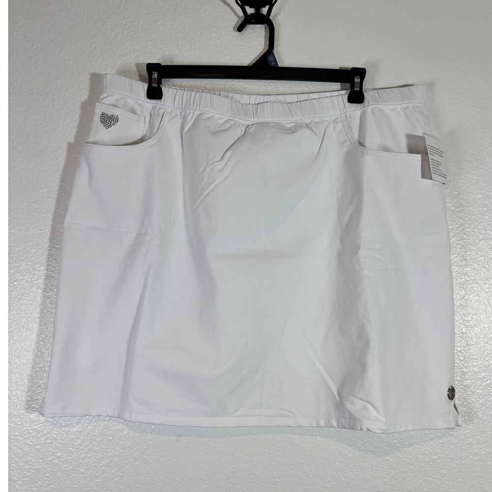 Quacker Factory Dream Jeannes NWT Size 2X White Pull-On Elastic Waist Skort